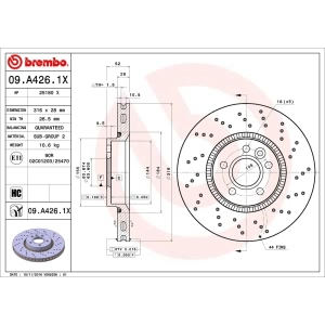 brembo Premium Xtra Cross Drilled UV Coated 1-Piece Front Brake Rotors for 2013 Volvo S60 - 09.A426.1X