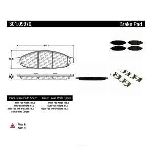 Centric Premium™ Ceramic Brake Pads With Shims And Hardware for 2007 Chrysler Pacifica - 301.09970