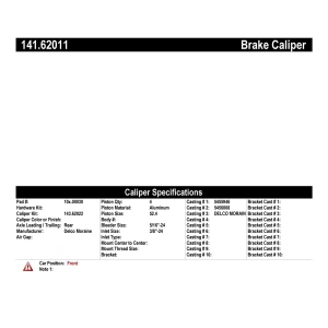 Centric Semi-Loaded Brake Caliper for Oldsmobile Cutlass - 141.62011