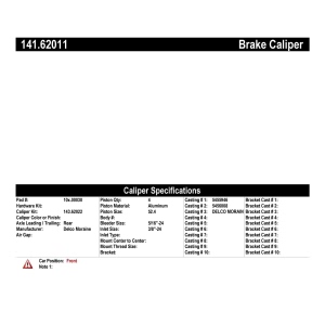 Centric Semi-Loaded Brake Caliper for Oldsmobile Cutlass - 141.62011