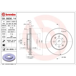 brembo UV Coated Series Front Brake Rotor for Honda Insight - 09.9936.11