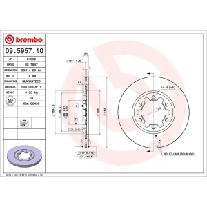 brembo OE Replacement Front Brake Rotor for Mazda B2600 - 09.5957.10