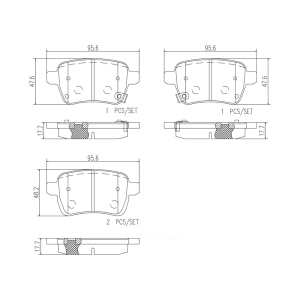 brembo Premium Ceramic Rear Disc Brake Pads for Fiat 500L - P23156N