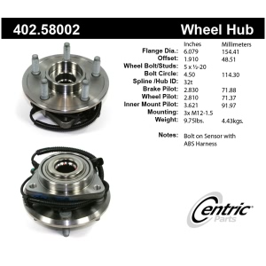 Centric Premium™ Front Passenger Side Driven Wheel Bearing and Hub Assembly for Dodge Nitro - 402.58002