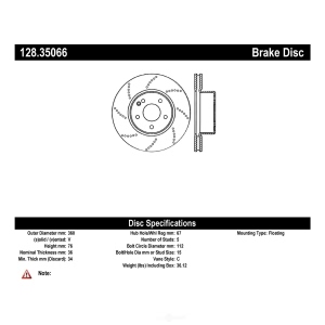 Centric SportStop Drilled 1-Piece Front Brake Rotor for 2004 Mercedes-Benz CL55 AMG - 128.35066