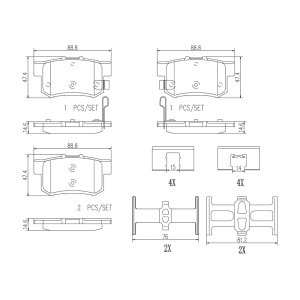 brembo Premium Ceramic Rear Disc Brake Pads for Acura TSX - P28022N