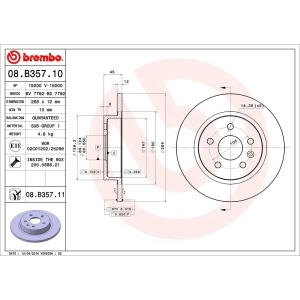 brembo UV Coated Series Solid Rear Brake Rotor for 2017 Buick Encore - 08.B357.11