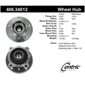 Centric Premium™ Wheel Bearing And Hub Assembly for 2014 BMW X1 - 406.34012
