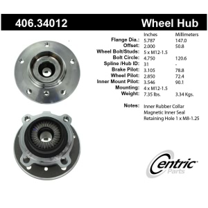 Centric Premium™ Wheel Bearing And Hub Assembly for BMW X1 - 406.34012
