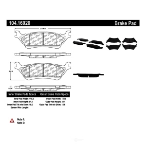 Centric Posi Quiet™ Semi-Metallic Brake Pads With Hardware for 2020 Ford F-150 - 104.16020