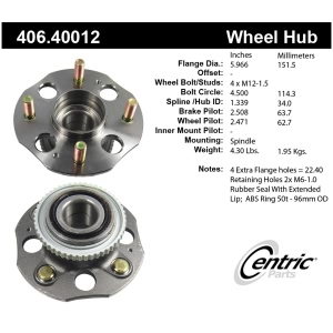 Centric Premium™ Wheel Bearing And Hub Assembly for 1991 Honda Accord - 406.40012