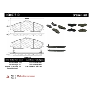 Centric Formula 100 Series™ OEM Brake Pads for 2005 Cadillac XLR - 100.07310