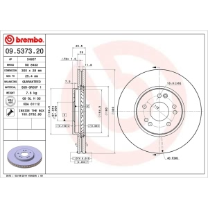 brembo OE Replacement Vented Front Brake Rotor for 1992 Mercedes-Benz 500SL - 09.5373.20