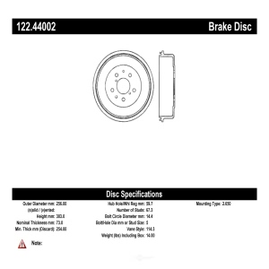 Centric Premium Rear Brake Drum for Toyota - 122.44002