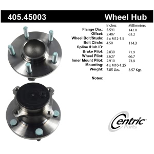 Centric Premium™ Rear Driver Side Non-Driven Wheel Bearing and Hub Assembly for 2006 Mazda 3 - 405.45003