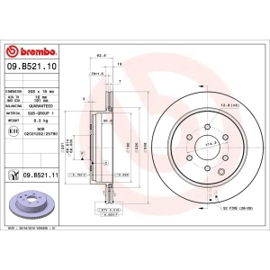 brembo UV Coated Series Vented Rear Brake Rotor for 2011 Nissan Pathfinder - 09.B521.11