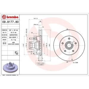 brembo OE Replacement Front Brake Rotor for 1999 Ford Ranger - 09.8177.80