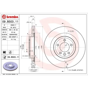 brembo UV Coated Series Rear Brake Rotor for 2017 Land Rover Range Rover - 09.B503.11