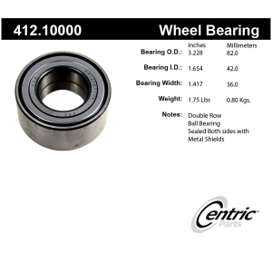 Centric Premium™ Front Passenger Side Double Row Wheel Bearing for 1989 Peugeot 405 - 412.10000