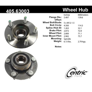 Centric C-Tek™ Rear Driver Side Standard Non-Driven Wheel Bearing and Hub Assembly for 1994 Chrysler Intrepid - 405.63003E