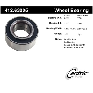 Centric Premium™ Front Passenger Side Double Row Wheel Bearing for Plymouth Horizon - 412.63005