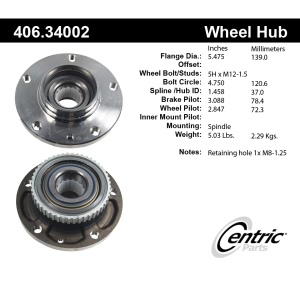 Centric C-Tek™ Front Driver Side Standard Non-Driven Wheel Bearing and Hub Assembly for 1991 BMW 735i - 406.34002E