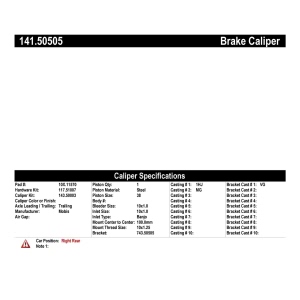 Centric Semi-Loaded Brake Caliper for 2015 Kia Cadenza - 141.50505