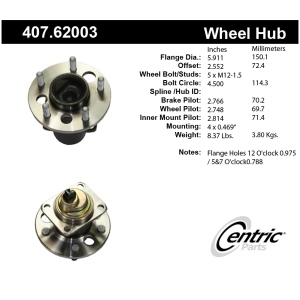 Centric Premium™ Wheel Bearing And Hub Assembly for 1990 Pontiac Grand Prix - 407.62003
