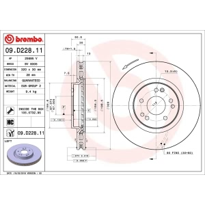 brembo UV Coated Series Front Driver Side Brake Rotor for 1992 Mercedes-Benz 500E - 09.D228.11