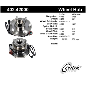 Centric Premium™ Wheel Bearing And Hub Assembly for 2008 Infiniti QX56 - 402.42000