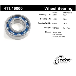 Centric Premium™ Axle Shaft Bearing Assembly Single Row for 1987 Chrysler Conquest - 411.46000