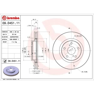 brembo UV Coated Series Vented Front Brake Rotor for 2014 Toyota Camry - 09.D451.11