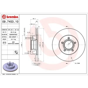 brembo OE Replacement Front Brake Rotor for 1994 Mazda B3000 - 09.7453.10