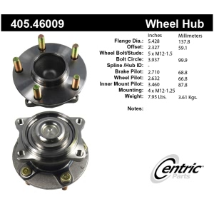 Centric Premium™ Rear Passenger Side Non-Driven Wheel Bearing and Hub Assembly for Mitsubishi Endeavor - 405.46009