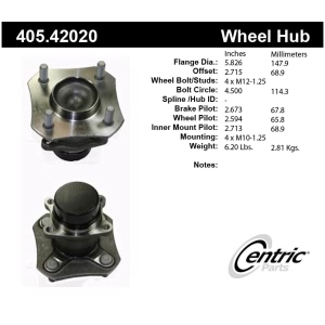 Centric Premium™ Wheel Bearing And Hub Assembly for 2008 Nissan Versa - 405.42020
