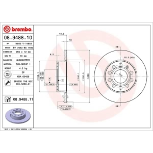 brembo UV Coated Series Solid Rear Brake Rotor for 2008 Audi A3 - 08.9488.11