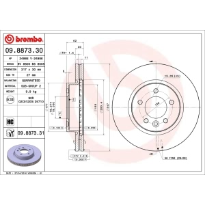 brembo UV Coated Series Vented Front Brake Rotor for Land Rover LR3 - 09.8873.31