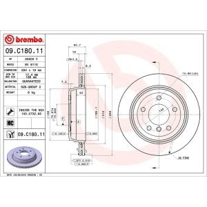 brembo UV Coated Series Rear Brake Rotor for 2002 BMW 325xi - 09.C180.11