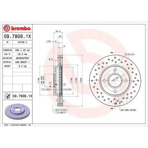 brembo Premium Xtra Cross Drilled UV Coated 1-Piece Front Brake Rotors for 2001 Ford Focus - 09.7806.1X