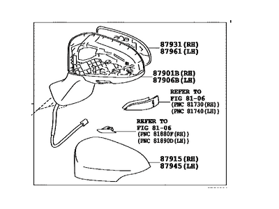 Toyota 87910-0T040-J1 Mirror Assembly