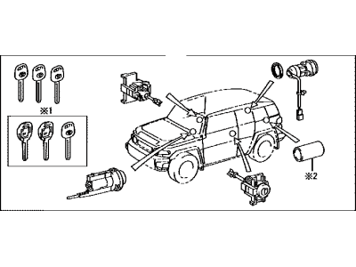 Toyota 69005-35B10 Cylinder & Key Set