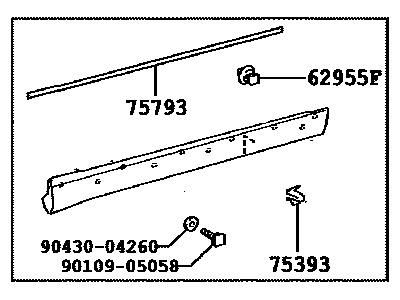 Toyota 75072-0E080-A0 MOULDING Sub-Assembly, F