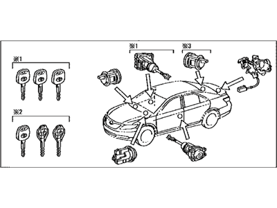 Toyota 69005-33A22 Cylinder & Key Set