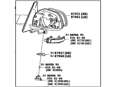 Toyota 87940-35B70 Outside Rear View Driver Side Mirror Assembly