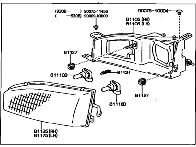 Toyota 81110-33162 Passenger Side Headlight Assembly