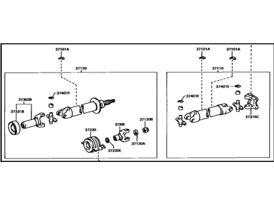 Toyota 37100-34080 Propelle Shaft Assembly W/Center Bearing