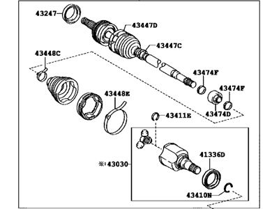 Toyota 43410-47030 Shaft Assembly, Front Drive, Right