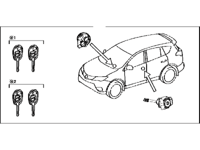 Toyota 69005-42560 Cylinder & Key Set