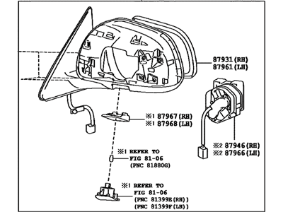 Toyota 87910-0E071 Outside Rear View Passenger Side Mirror Assembly