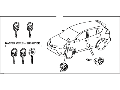 Toyota 69005-0R050 Cylinder & Key Set